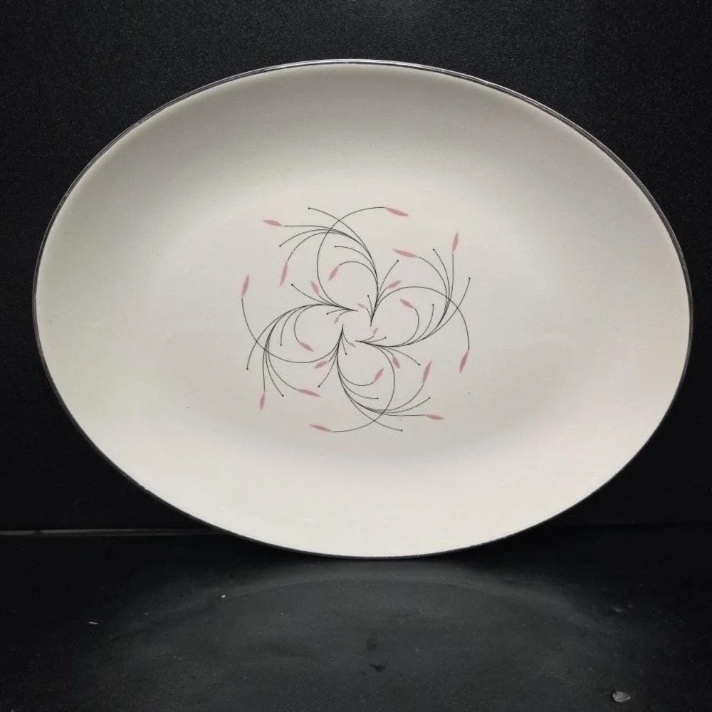 Homer Laughlin Rhythm Oval Serving Platter, Vintage Mid Century China, Tableware